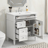 Bathroom Vanity With Top Sink, Modern Bathroom Storage Cabinet With 2 Drawers And A Tip-Out Drawer