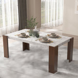 Hettie - Dining Table With Engineeed Stone Top - Engineered Stone Top & Brown