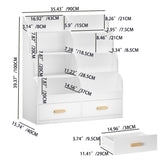 Bookshelf With 2 Storage Drawers, Front Facing Bookcase And Toy Organizer, Multi Tier Reading Shelf - White