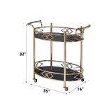 Ottesen - Serving Cart - Black Glass & Gold