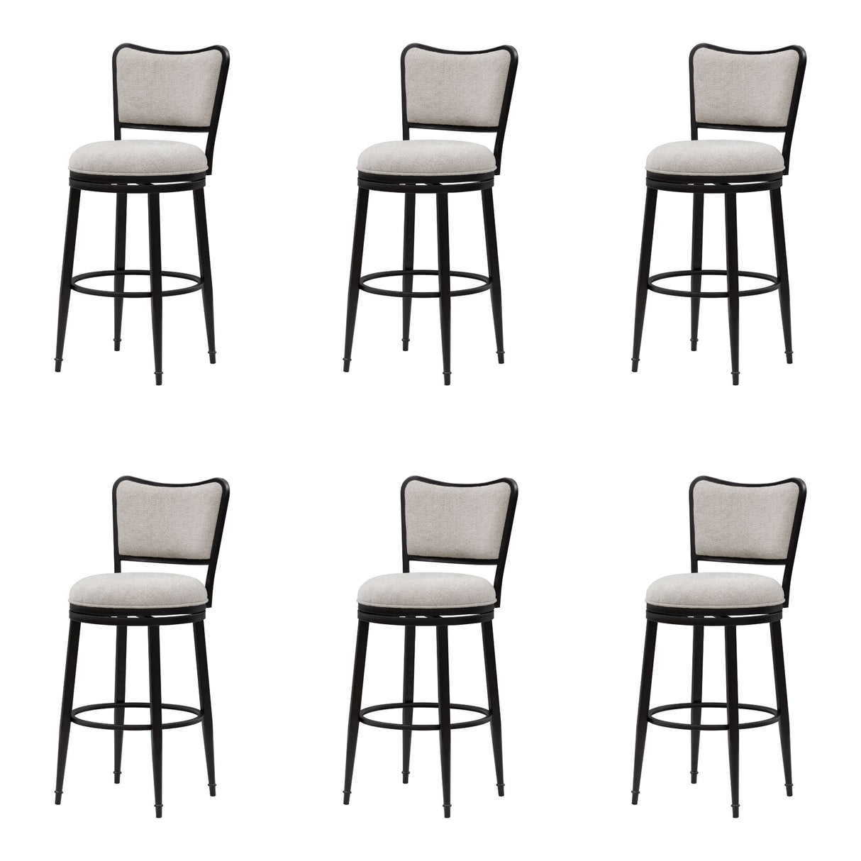 Baxter - Steel Frame Fabric Upholstered Swivel Bar Height Barstool