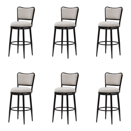 Baxter - Steel Frame Fabric Upholstered Swivel Bar Height Barstool