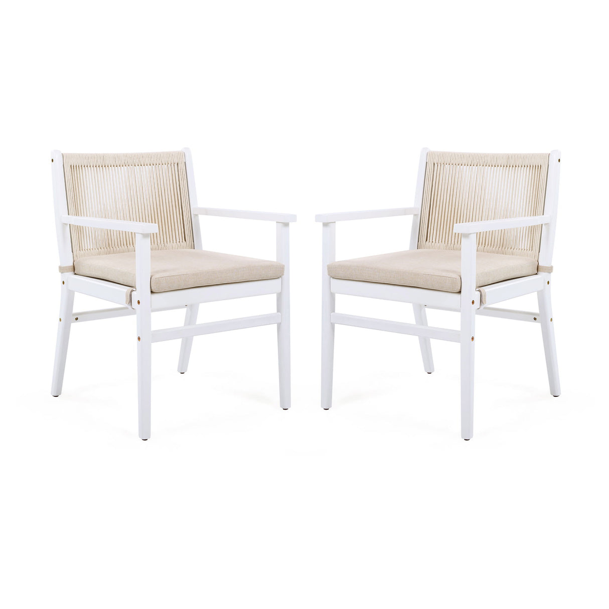 Outdoor Acacia Wood Patio Dining Armchair (Set of 2)