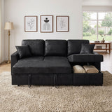Upholstered Sectional With Pull-Out Bed And Chaise Storage