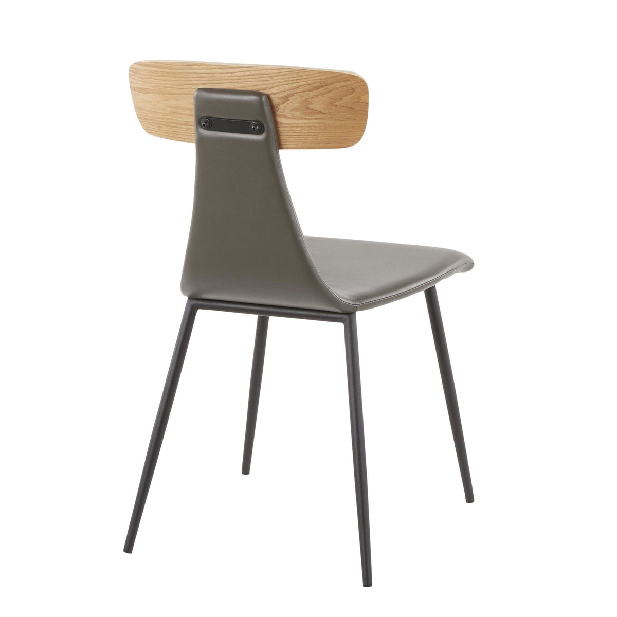Elio - Chair (Set of 2) - Black Metal, Clay Gray Faux Leather, Natural Wood