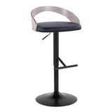 Grotto - Adjustable Barstool (Set of 2) - Black Faux Leather And Light Gray Wood