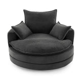 360° Swivel Accent Barrel Chair With Dual Layer Cushion And 3 Removable Pillows