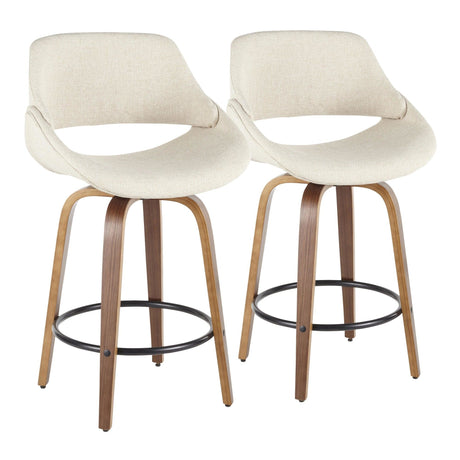 Fabrizzi - Counter Stool - Walnut Round Base (Set of 2)