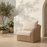 Seacrest - Olefin Water Resistant Fabric And Wicker Outdoor Patio Right Arm Chair