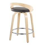 Grotto - Fixed-Height Swivel Counter Stool With Natural Wood (Set of 2)