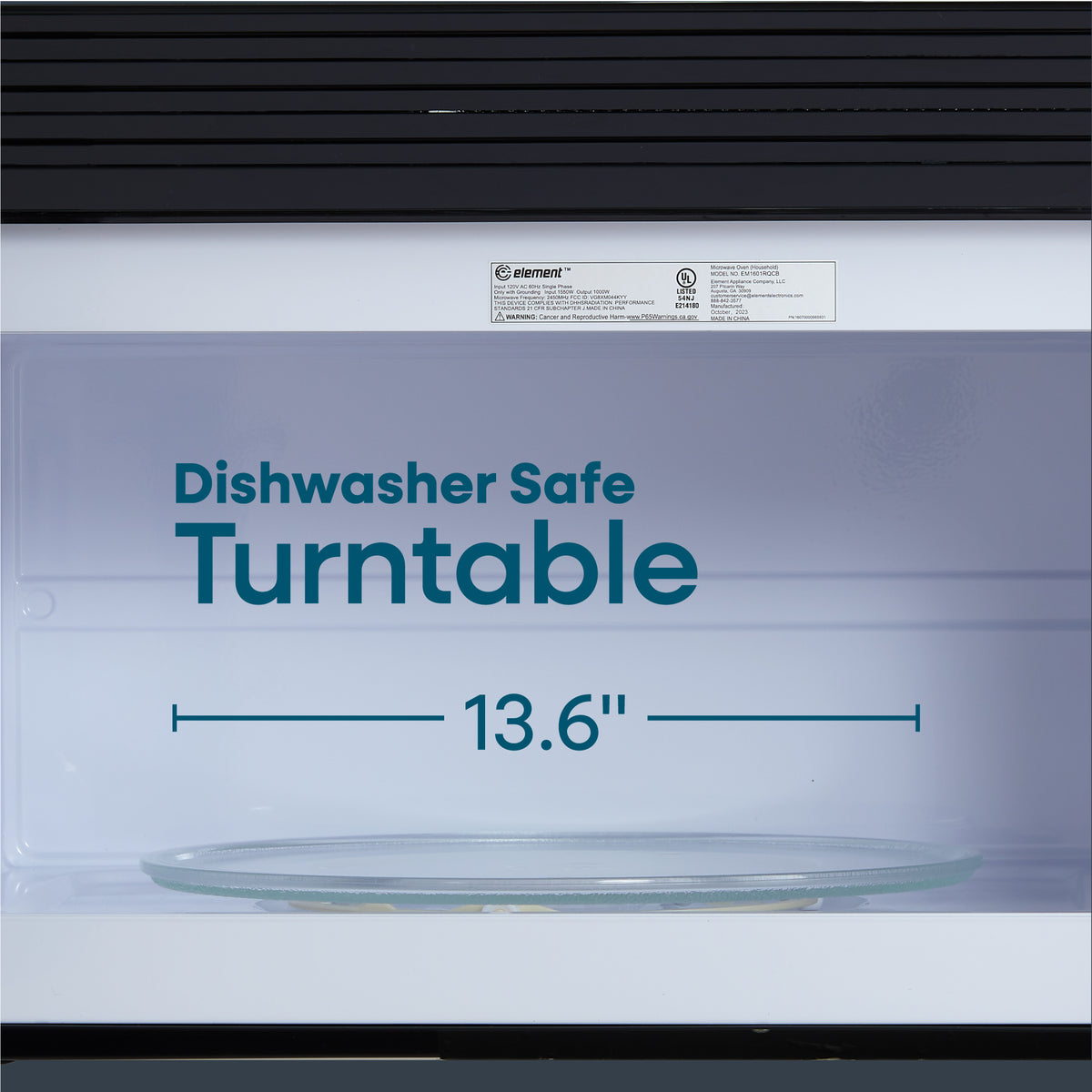 Element EM1601RQCB Over-the-Range Microwave - 13.6 in. turntable