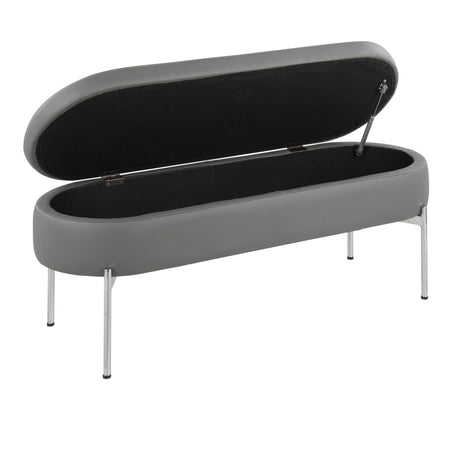 Chloe - Storage Bench - Chrome Metal