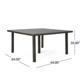 Outdoor Square Rattan Wicker Dining Table - Brown