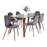 Folia - Pebble 7 Piece Dining Set - Dark Gray And Dark Brown