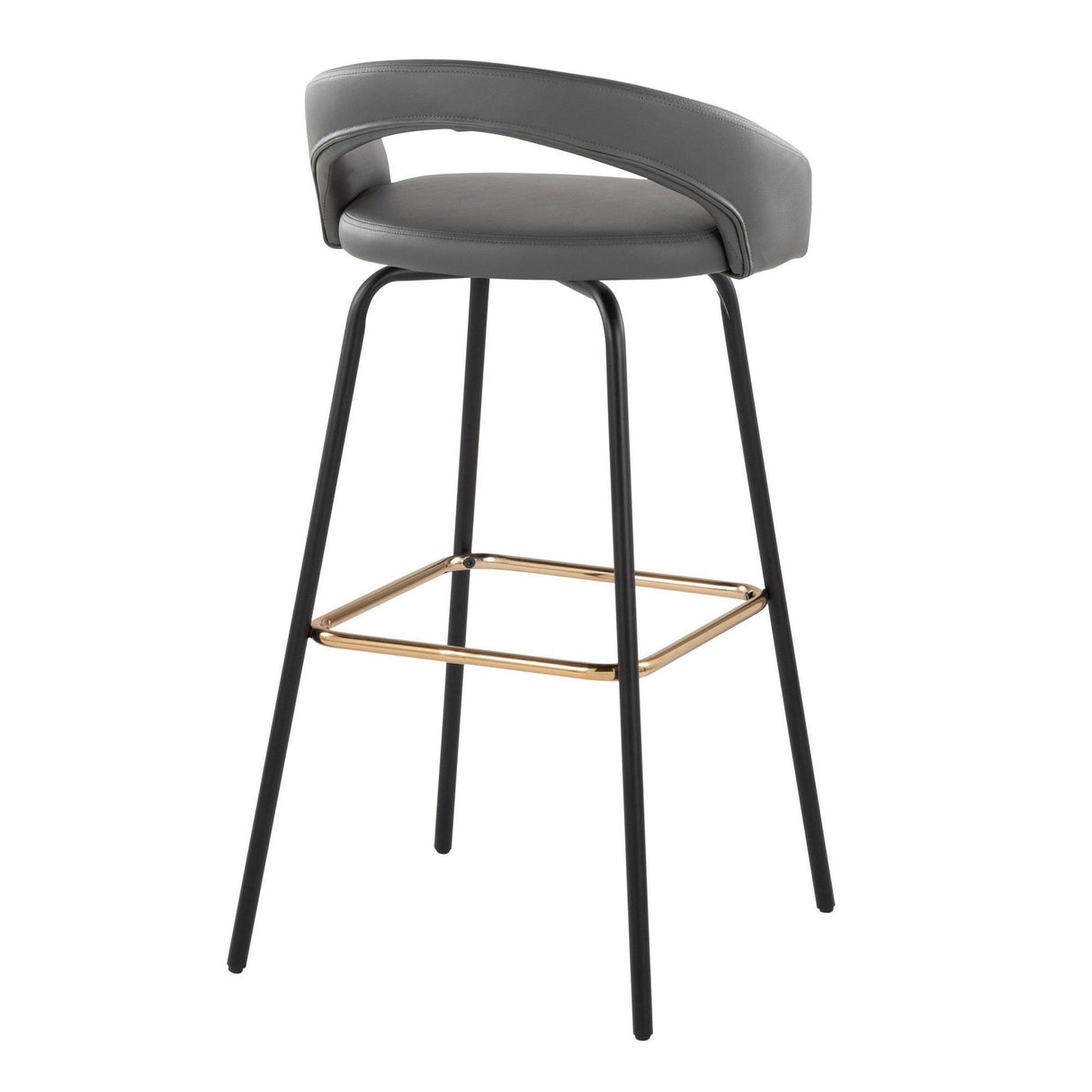 Grotto - Upholstered Fixed-Height Barstool - Black Metal