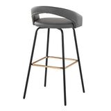 Grotto - Upholstered Fixed-Height Barstool - Black Metal