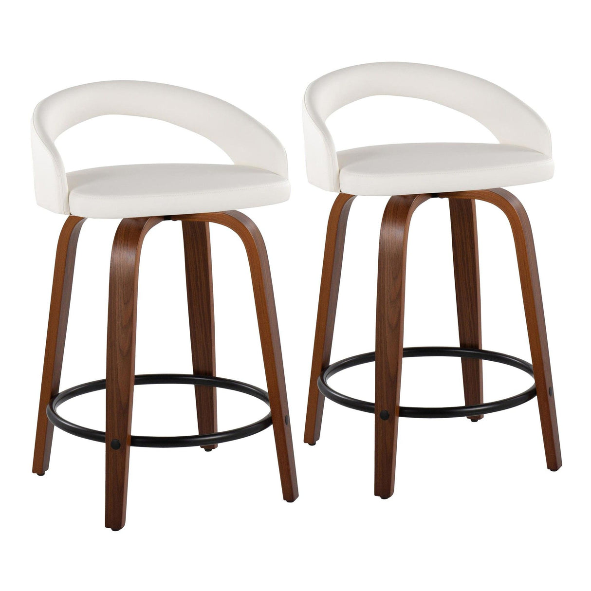 Grotto - 31" Upholstered Fixed-Height Counter Stool (Set of 2) - Walnut Wood Base