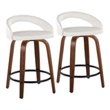 Grotto - 31" Upholstered Fixed-Height Counter Stool (Set of 2) - Walnut Wood Base