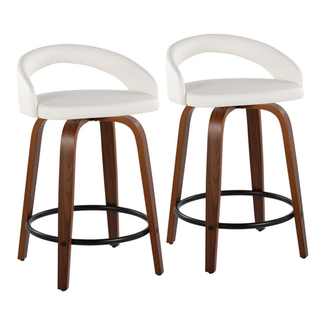 Grotto - 31" Upholstered Fixed-Height Counter Stool (Set of 2) - Walnut Wood Base
