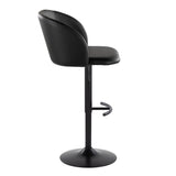 Fran - Adjustable Barstool (Set of 2) - Black Metal, Black Faux Leather