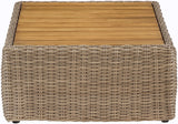Seacrest - Teak Wood And Wicker Outdoor Patio Coffee Table