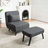 3 In 1 Foldable Linen Chaise Lounge With Adjustable Backrest