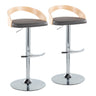 Grotto - Adjustable Barstool - Chrome Metal, Natural Wood