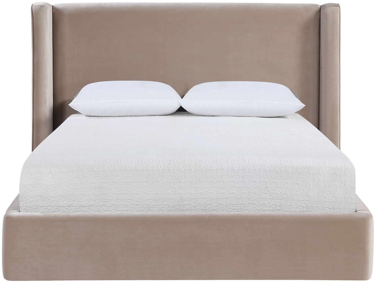 Kendall - Velvet Upholstered Bed - Taupe