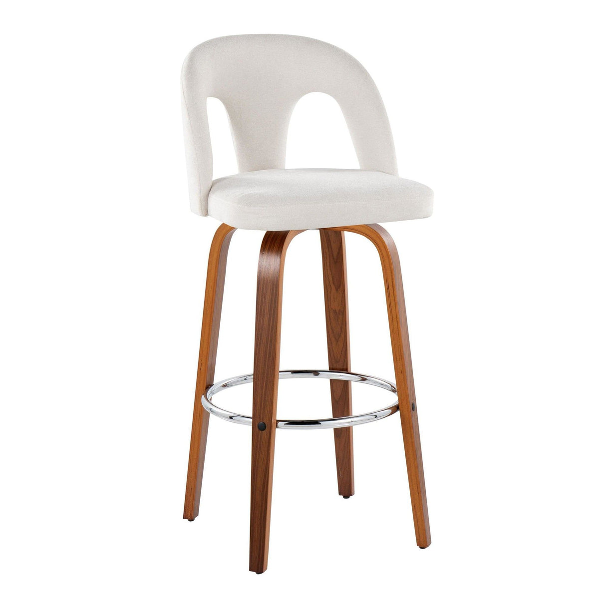 Ava - Upholstered Fixed-Height Barstool (Set of 2) - Walnut Wood Base