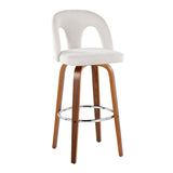 Ava - Upholstered Fixed-Height Barstool (Set of 2) - Walnut Wood Base