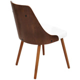 Gianna - Mid-Century Modern Dining / Accent Chair - Walnut With White Faux Leather