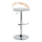 Grotto - Adjustable Barstool - Chrome Metal, Natural Wood