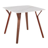 Folia - Dinette Table - Walnut Wood And White Textured Marble