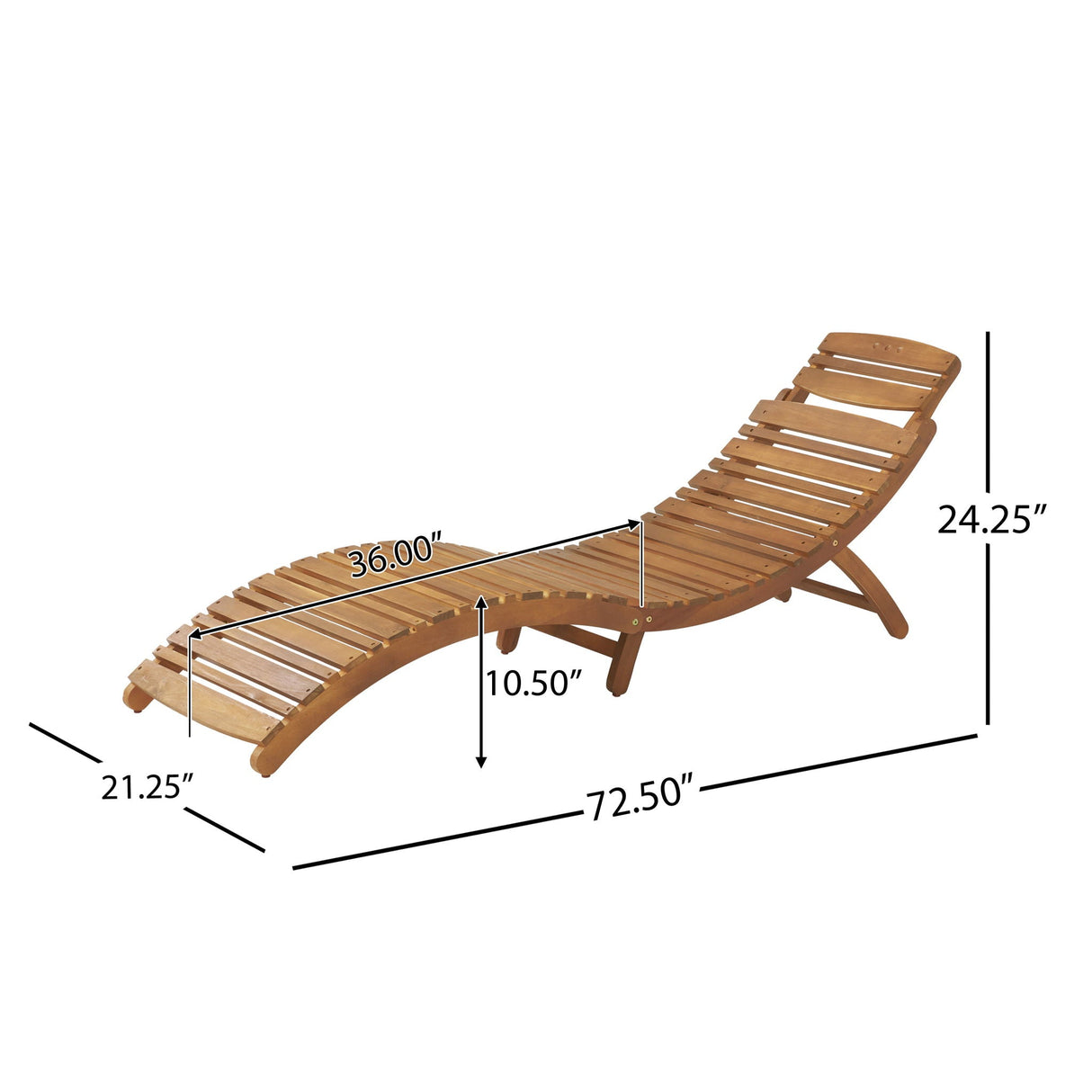 Outdoor Wood Folding Chaise Lounge - Brown