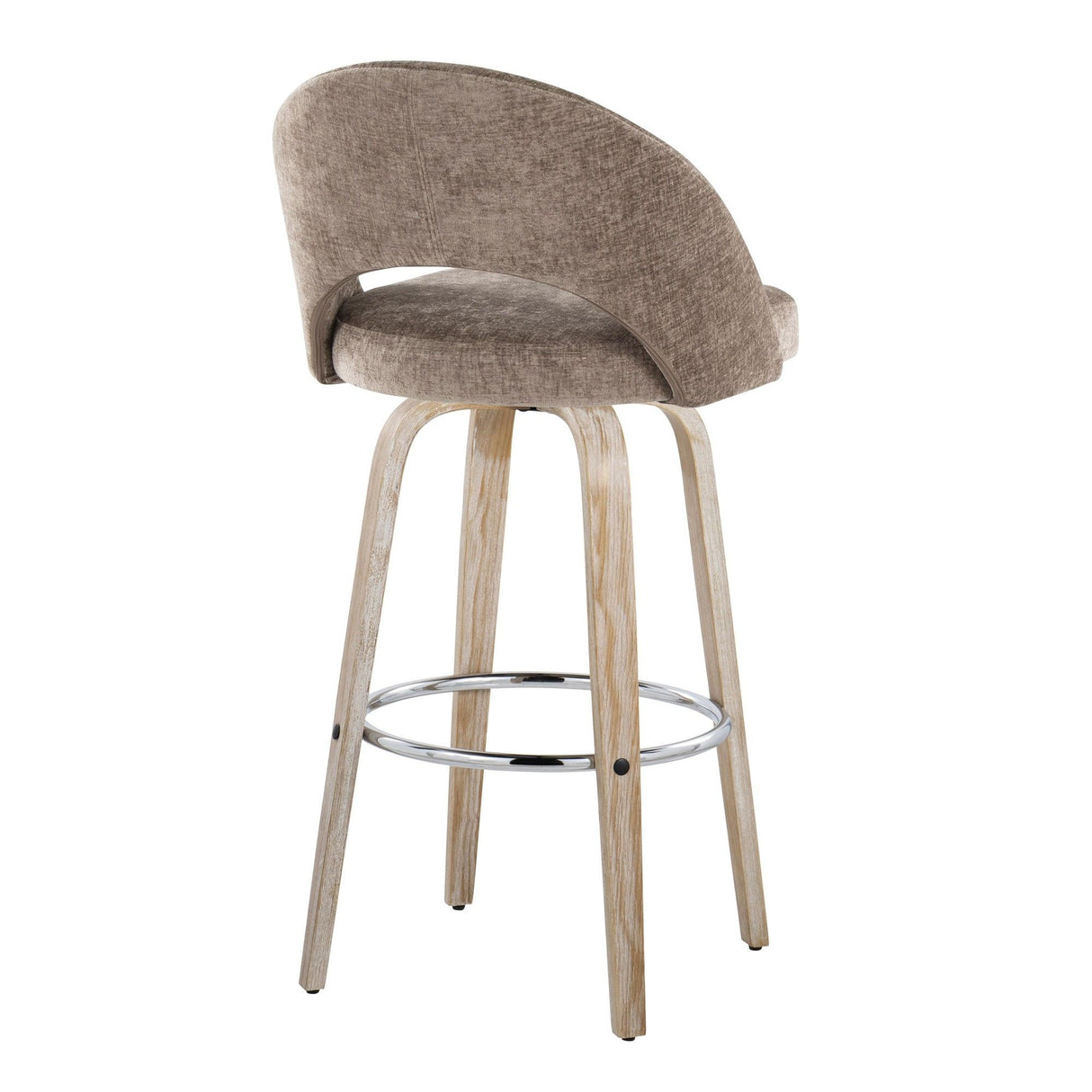 Renee - Upholstered Fixed-Height Barstool (Set of 2) - Whitewashed Wood