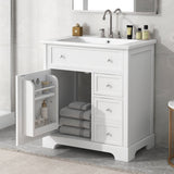 Bathroom Vanity With Sink Top, Cabinet With Door And 2 Drawers - White