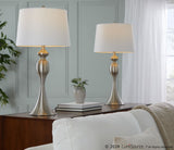 Ashland - Contemporary Metal Table Lamp (Set of 2) - Brushed Nickel With White Linen Shade From Grandview Gallery