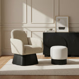 Marlowe - Linen Textured Fabric Upholstered Swivel Accent Chair - Stained Black