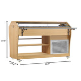 59 in. Commercial Refrigerated Buffet Table with Capacity for 4 Full-Size GN Pans, Featuring Adjustable Cover, a Serving Rail and 4 Lockable Casters in Wooden Finish (KM-RBT-54ACS)