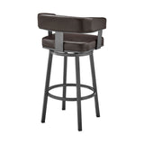 Cohen - 26" Counter Height Swivel Bar Stool - Java Brown Finish And Faux Leather