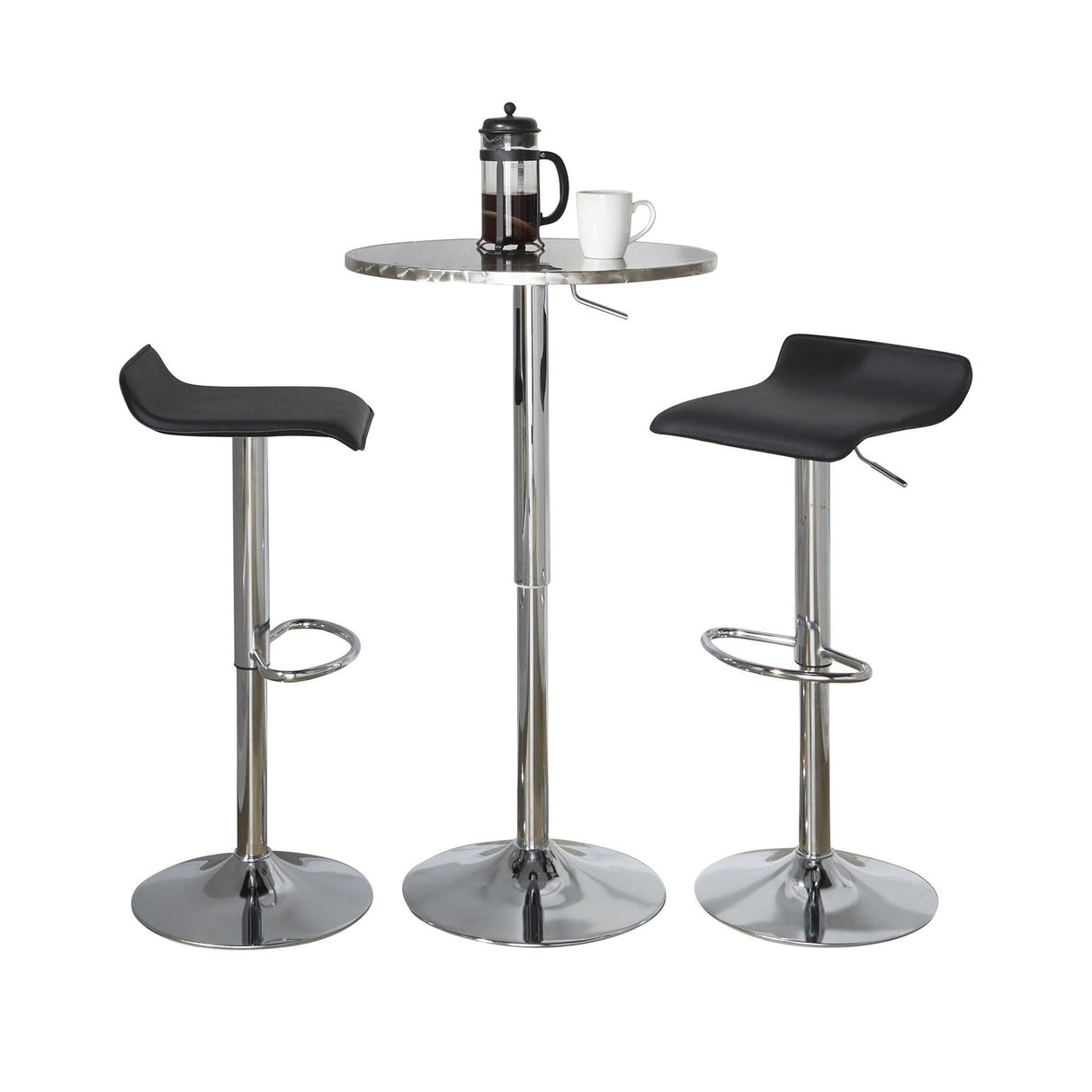 Bistro - Round Ale 3 Piece Bar Set - Chrome Metal