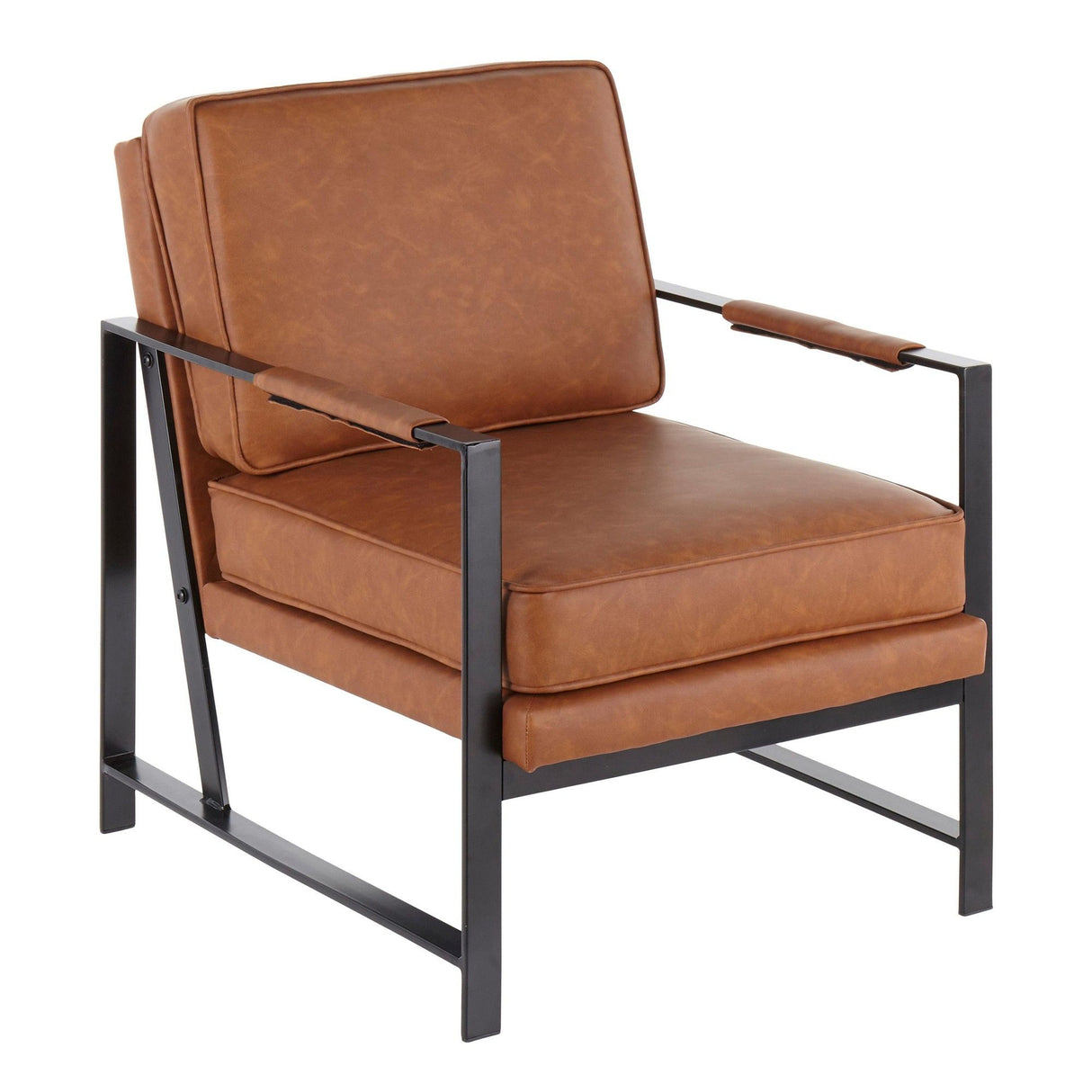 Franklin - Arm Chair - Black Metal And Camel Faux Leather