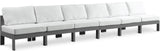 Nizuc - Outdoor Patio 6 Seat Armless Modular Sofa With Gray Frame