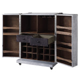 Brancaster - Wine Cabinet - Antique Ebony Top Grain Leather & Aluminum