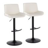 Santi - Upholstered Adjustable Barstool With Swivel And Rounded T Footrest (Set of 2) - Black Metal