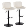 Santi - Upholstered Adjustable Barstool With Swivel And Rounded T Footrest (Set of 2) - Black Metal