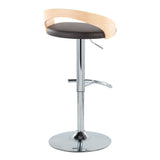 Grotto - Adjustable Barstool - Chrome Metal, Natural Wood