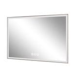 Modern LED Bathroom Vanity Mirror With Aluminum Frame, 45° Beveled Lights, Anti Fog - Silver