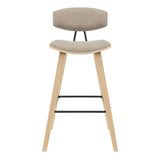 Fox - Bar Height Curved Back Wood Bar Stool With Faux Leather Seat