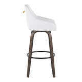 Hannah - 30" Fixed-Height Barstool With Swivel And Round Black Metal Footrest (Set of 2) - Walnut Glazed Wood